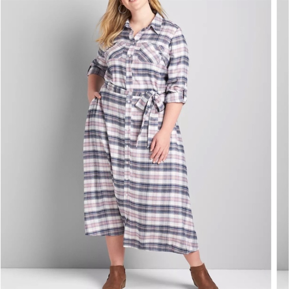 Lane Bryant plaid shirt dress.
